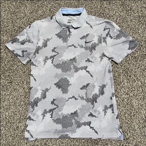 Nike Golf Camo Gray Black Polo Shirt Dri Fit